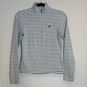 🔥Ralph Lauren Striped Gray and White Quarter-Zip Pullover Size S EUC🔥